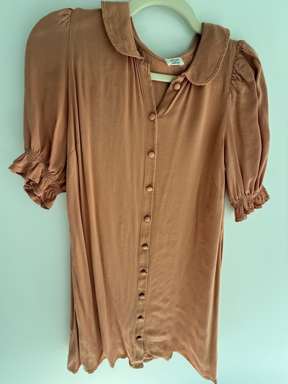 Wilfred Rust Orange/Terracotta Puff-sleeve Button-up Mini Dress